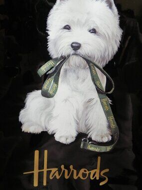 Harrods London Westie Terrier Dog Plastic Coated Tote Bag EUC